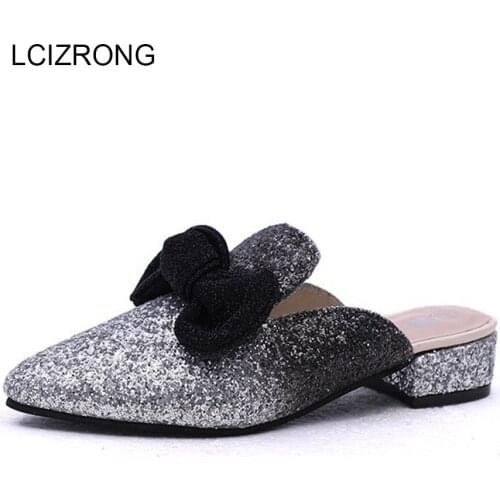 LCIZRONG Summer Sexy Gradient Women Slaps Slippers Beach 35-43 Big Size Bow Bohemia Outside Ladies Slides Slippers Female Mules