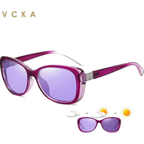 VCKA Fashion Women Sunglasses 2021 Photochromic Polarized Sun Glasses Lady Anti-Glare Safety Driving Goggle zonnebril heren