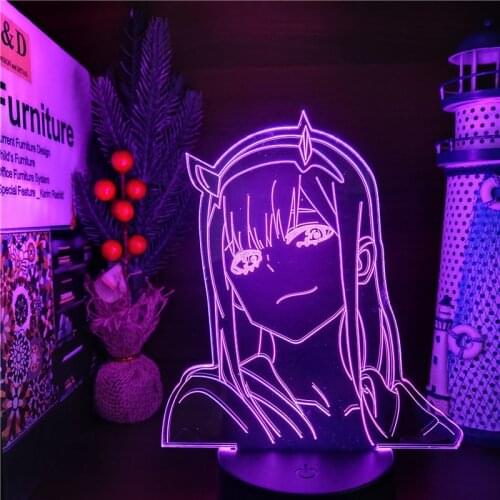 Cartoon Darling in the FRANXX Zero Two Anime 3d Night Lights 002 Girl Led Lamp Xmas Gift Touch Lighting Colorful Visual Lampara