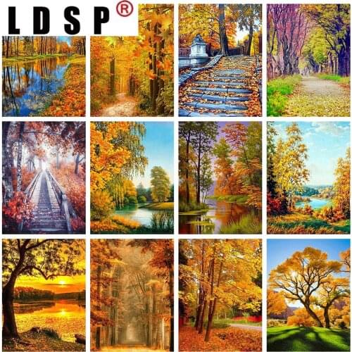 LDSP Landscape Diamond Painting Kit 5D DIY Cross Stitch Mosaic Sale Embroidery Autumn Scenery Crafts Gift Home Decoration