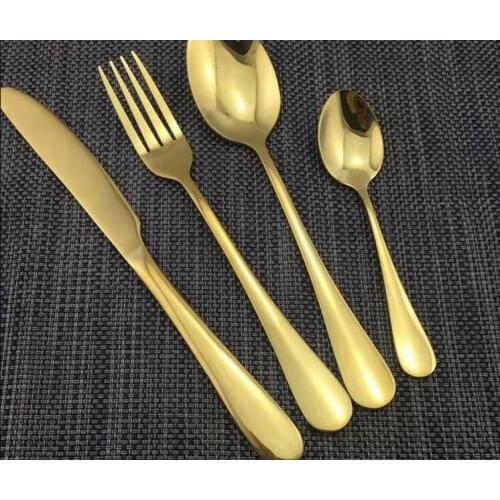 4 Piece/Set Gold color Stainless Steel Dinnerware Sets Tableware Knife Fork Teaspoon Luxury Cutlery Set Tableware Set
