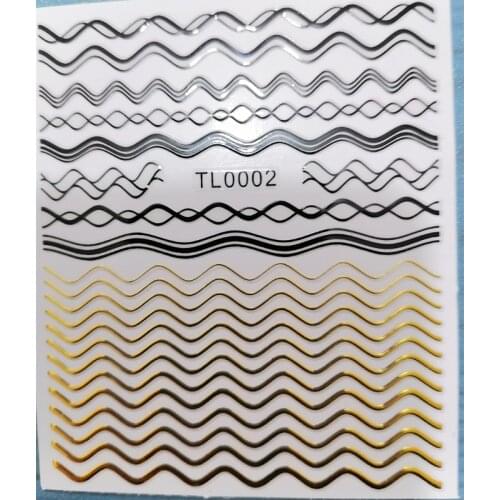 Gold and black line nail stickers art nail decoration accessories adhesive line nail stickers 10PCS