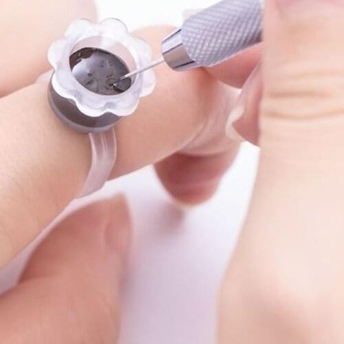 New Disposable Flower Tattoo Pigment Cup Ring Cup for Semi-permanent Makeup Eyebrow Lip Glue Cup with Sponge Pink Transparent