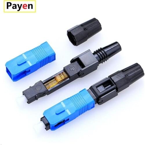 PAYEN 50PCS SC UPC Optic Fiber Cold Fast Connector Embedded Quick Connector FTTH Single Mode Free Shipping