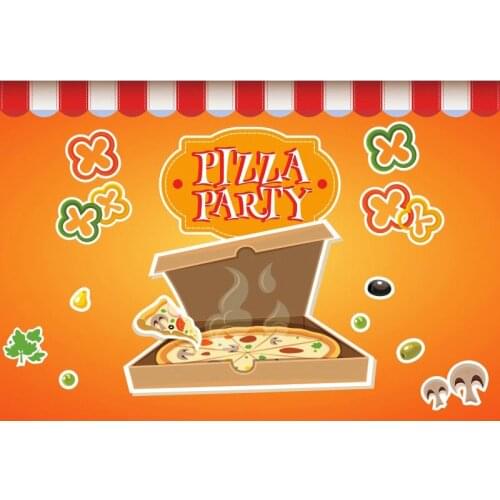 Pizza Party Orange Yellow Background Funny Banner Gift Party Pizza Box Decoration Poster Photography Props Background Painting