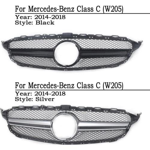 Front Racing Billet Bumper Grille Upper Cover For Mercedes-Benz Class C (W205) 2014-2018
