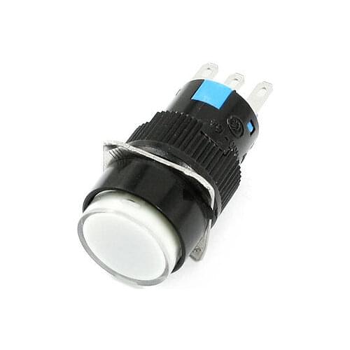 AC250V 5A SPDT 3Pin Solder Momentary White Indicator Push Button Switch