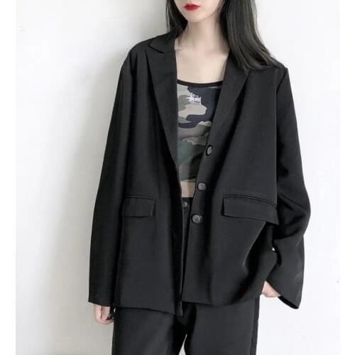 Women blazers Ladies Small Suit Coat One-Piece Jacket Student Jacket Female Retro British Style Black Suit Women