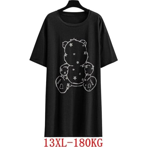 Plus size womens T-shirt stitching color plus size 8XL 9XL 10X 12XL13XL summer round neck short sleeve loose black big T-shirt