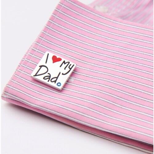 Luxury I Love My Dad Design Engraved Cufflinks Fathers Day Gifts Cuff links Birthday Gift Jewelry Cuff Button