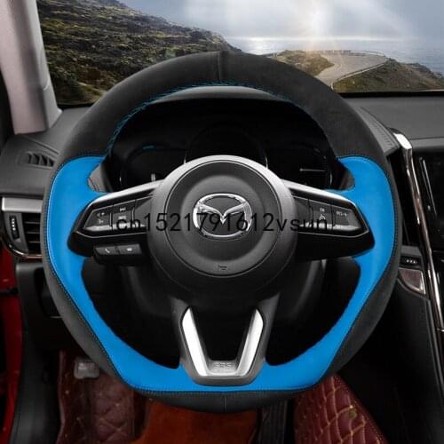 DIY Sew Customized Steering Wheel Cover For Mazda 3 Axela 6 CX-5 CX-4 CX-7 Car Accessories