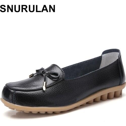 SNURULAN 2020New Arrival Ballerinas Shoes Ladies Bow Tie Boat Shoes Woman Slip-on Loafers Female Lightweight Soft Lazy Shoes