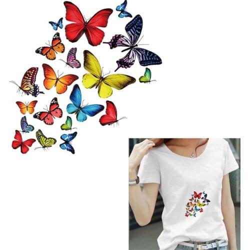 Iron-on Transfer For Clothing Heat-Transfer Vinyl For t-Shirt Colorful Butterfly Accessories Decor Use Washable Cloring Stickers