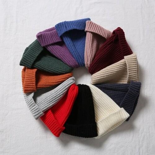 Winter Hat for Women Stripe Knitted Solid Beanies Cotton Womens Winter Caps Autumn Female Beanie Caps Warmer Bonnet Unisex Cap