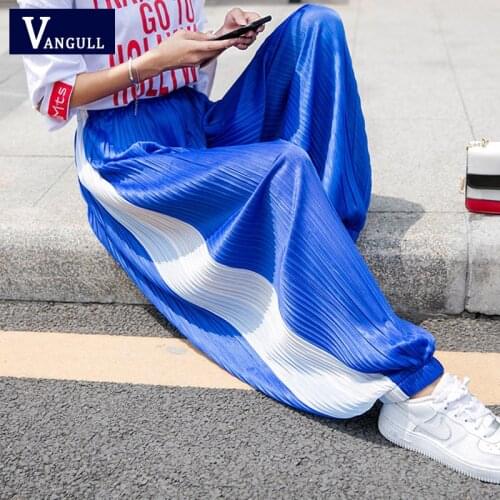 Vangull Pleated Hip Hop Pants Women Spring Fashion Plus Size Loose Female Pencil Pants Elastic High Waist Sports Jogger Pants