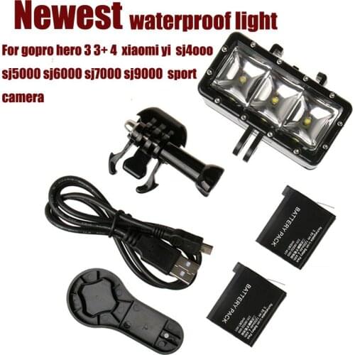Waterproof LED flash video light Underwater Diving flash Light lamp For GoPro Go pro Hero 4 3 SJCAM sj4000 Xiaomi Yi Accessories