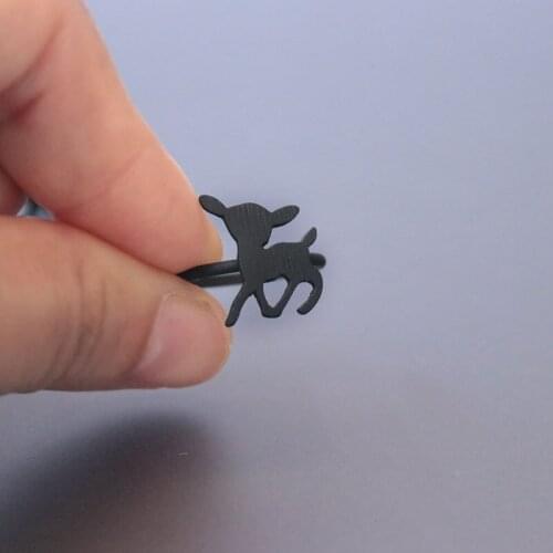 10pc/lot Matt Black Deer Rings Punk Brushed Love Lucky Ring Men Women Kids Anillos Mujer Jewelry