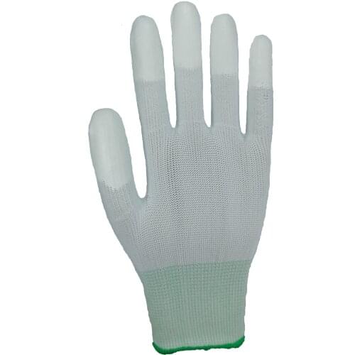 12 pairs of thin nylon PU coated finger gloves plastic coated dipped coated household gloves