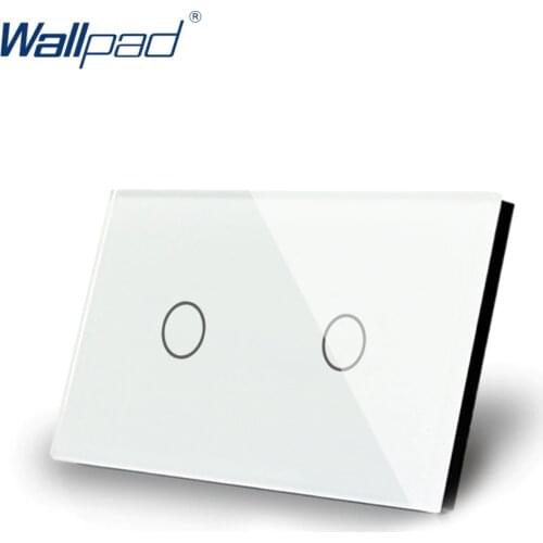 2 Gang 2 Way US/AU Standard Wallpad Touch Screen Light Switch Black Crystal Glass Touch Double Control Panel with LED Indicator
