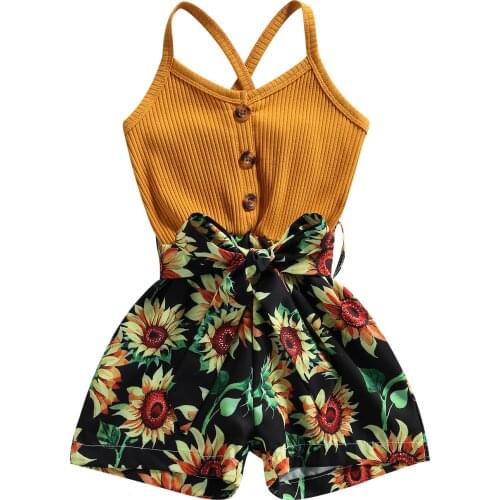 2021-06-07 Lioraitiin 1-6Years Toddler Girls Short Jumpsuit Summer Sleeveless Floral Print Strap Romper