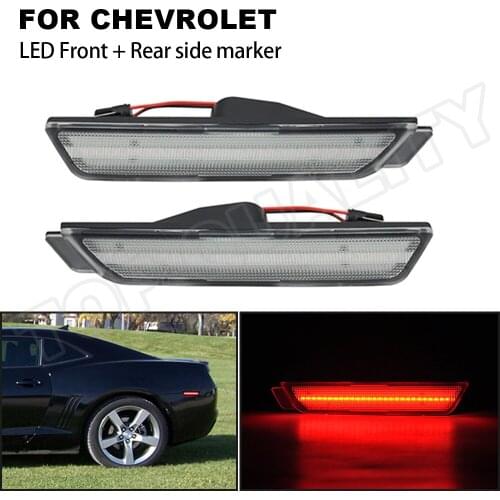 2X Clear Turn Signal Light For Chevrolet Camaro 2010 2011 2012 2013 2014 2015 Red LED Rear Side Markers Fender Lamp Accessories