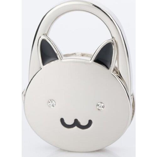 50pcs Fashion Sparkle Cat Folding Bag Handbag Purse Table Hook Hanger Holder Gift Free Shipping ZA6799