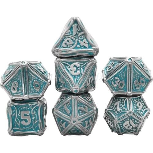 7pcs Heavy Duty Metal Dice Set Solid Polyhedral RPG Role Playing Game Dice Set d4 d6 d8 d10 d12 d20 d