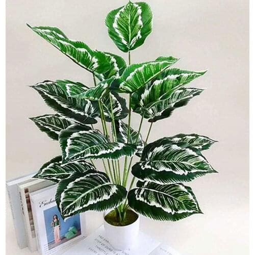 80cm18 Leaf Artificial Rare Plants Fake Banana Tree Potted Plastic Color Palm Tree Leaves Living Room 2021 New Year Home Decor