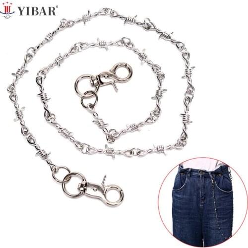 75cm Unisex Fashion Rock Punk Style Metal Pants Key Chain Pallet Chain Metal Wind Bamboo Pants Key Chain