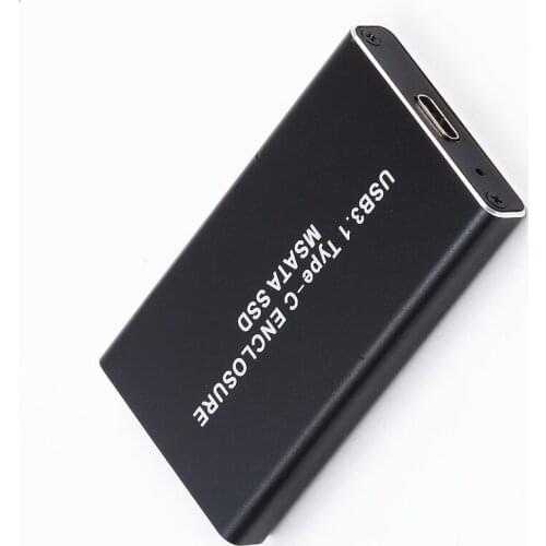Aluminum Type-C to mSATA 3.0/2.0 Portable Mobile HDD Enclosure Box Case USB3.1