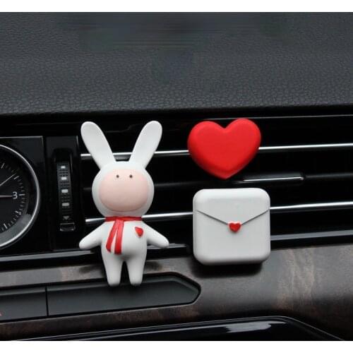 Lovely Rabbit Car Air Freshener Loving Heart Cute Car Diffuser Love Letter Vent Clips Car perfume Car Ornament
