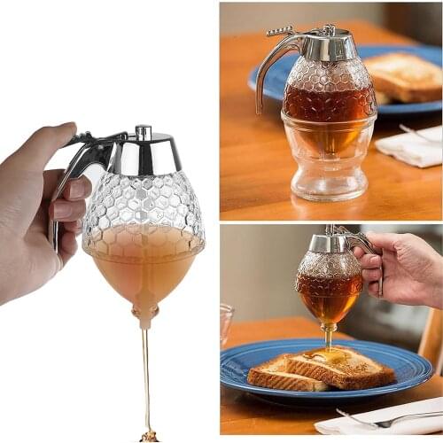 200ml Honey Squeeze Storage Kitchen Honey Container Dispenser Honey Syrup Dispenser Glass Pot Vintage Honeycomb Bottle