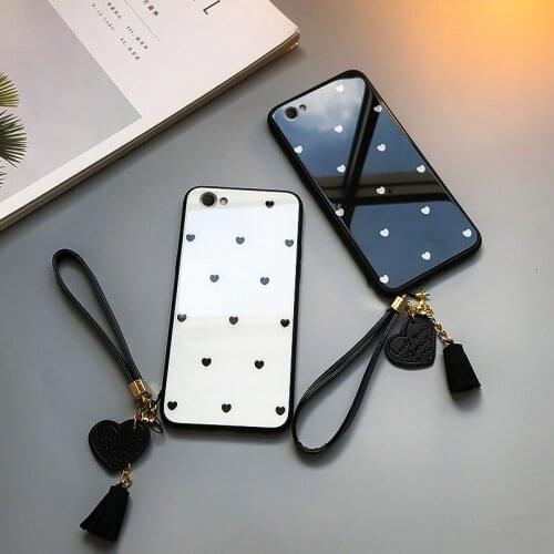 BONVAN Tempered Glass Case For Huawei P9 P8 Lite 2017 Love Heart Lanyard Hard Cover For Huawei Gr3 2017 Wristband Couqe Capa