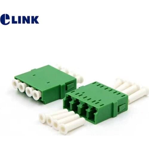 20pcs LC/APC Quad adapter green NO flange fiber optic coupler LC APC Quadruple Single mode ftth adapter free shipping IL