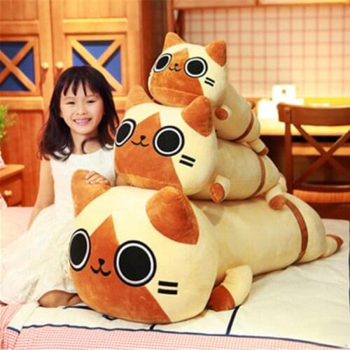 Fancytrader Anime Kawaii Cat Plush Toy Big Giant Stuffed Animals Cats Doll Pillow Gifts for Children 80cm
