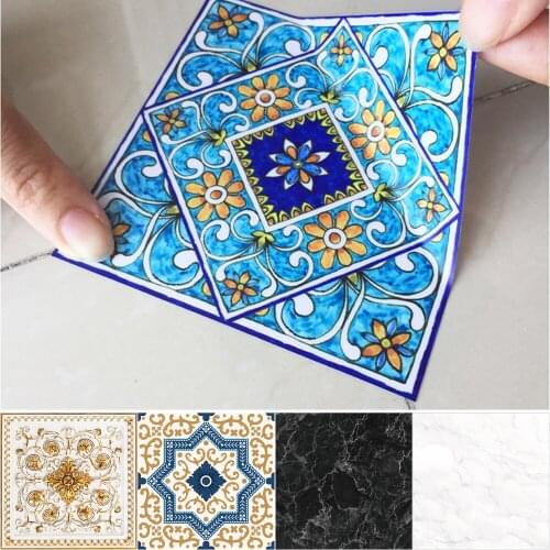 Funlife® 10cm 20pcs Decorative Self-adhesive PVC Waterproof Tile Floor Diagonal Sticker for Living Room Kitchen Bathroom Decor