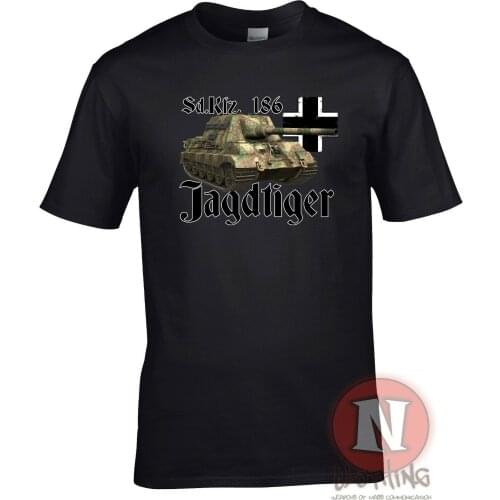 WWII Deutsche Armour Panzer Jagdtiger Sd.kfz 186 Heavy Tank Destroyer T-Shirt. Summer Cotton O-Neck Short Sleeve Mens T Shirt
