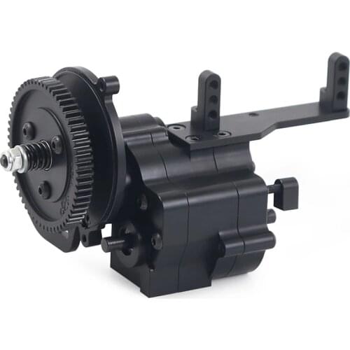 RC Car Double Speed Transmission Box Metal Transfer Gearbox w/ Servo Mount for 1/10 RC Crawler Axial RR10 90048 Yeti 90050