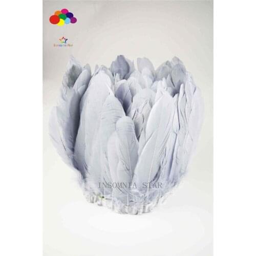 2Yards/Lots 100% natural Goose Feather Trims Dyed Feather Ribbons gray 15-20cm/6-8inch Fringes Cloth Belt DIY decoratives