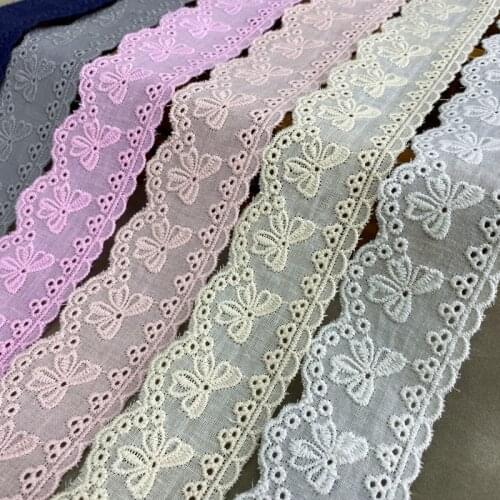 Free Shipping Exquisite 100%Cotton Cloth Embroidered Lace Trim DIY Handmade Clothes Fabric Accessories 4cm 5Yds/lot