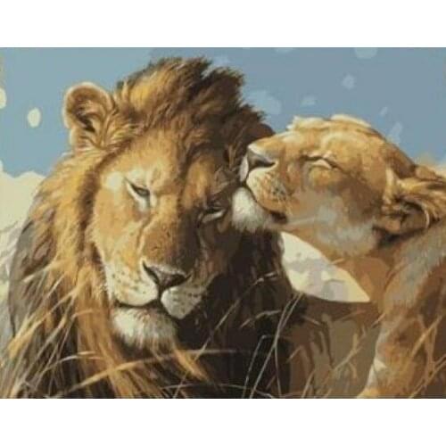 MaHuaf-W1460 lions Painting By Numbers DIY Digital canvas painting Home Decor wall art in bedroom