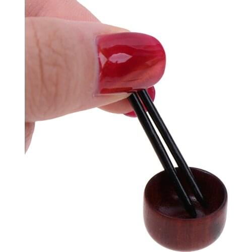 2 Pcs/set Mini 1:6 1/12 Scale Miniature Dollhouse Chinese Dish Bowl Chopsticks Tableware Set Pretend Play Kitchen Toy