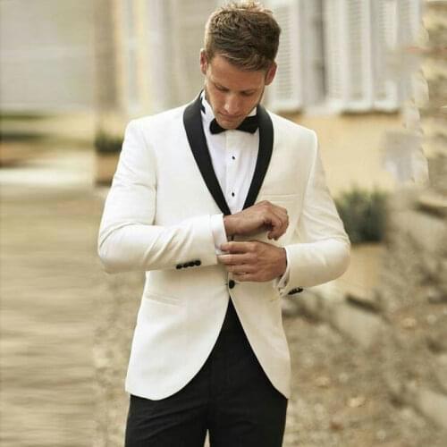 Custom Made Ivory Men Suits Set Beach Wedding Tuxedos for Groom Wear 2 Piece Suit Man Blazer Slim Fit Terno Masculino Prom Party