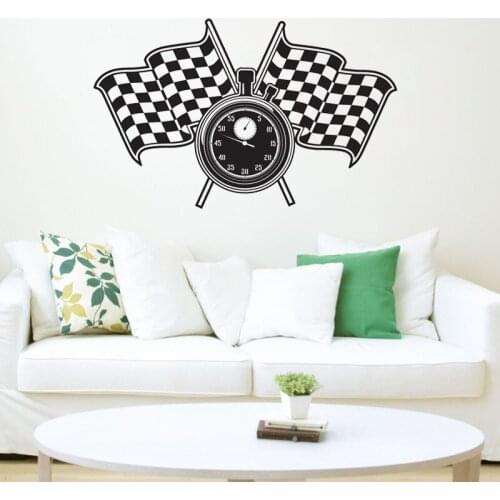 Race Flags Wall Sticker Car Racing Wall Decal Art Mural Kids Children Room Decoration Removable Nursery Decor Poster