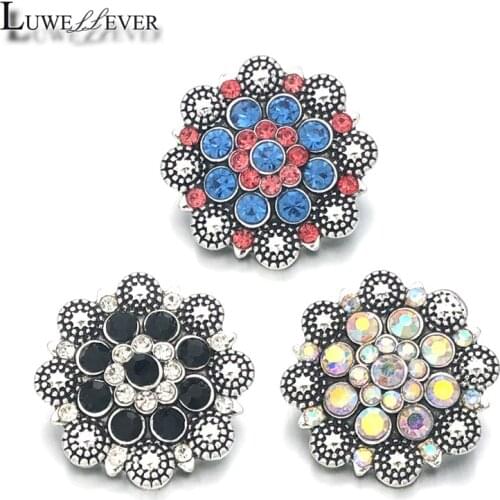 New Component 078 Crystal 3D 18mm Metal Snap Button For Bracelet Necklace Interchangeable Jewelry Women Accessorie Findings