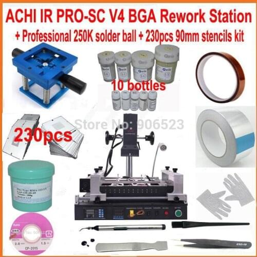 ACHI IR PRO SC V4 bga rework station motherboard repair machine + 250K bga solder ball + 230pcs 90mm bga stencils +19 gifts