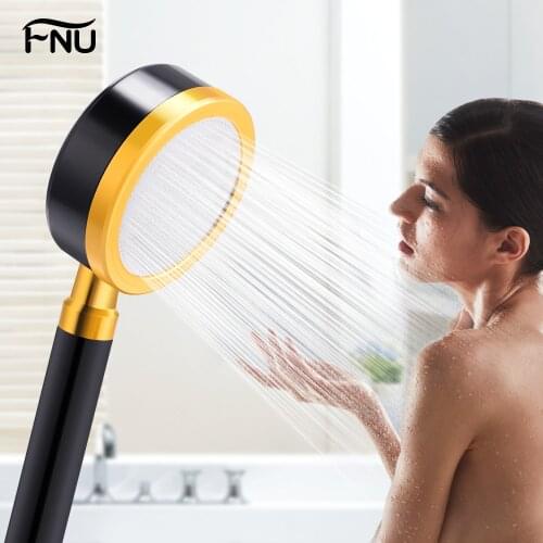 Handheld Aluminum Shower Head for Bathroom Durable Round High Pressure Shower Nozzle Black Color Water Saving Showerheads