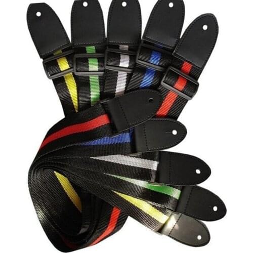 Durable Nylon Guitar Strap Adjustable Ukulele Belt With PU Leather Ends for Electric Acoustic Guitar Bass Ukulele Parts