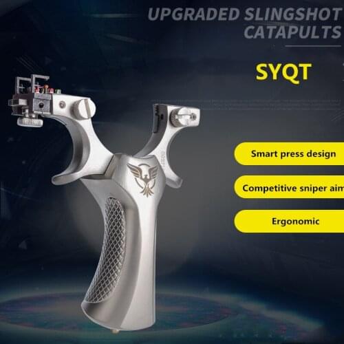 Toys For Boys Powerful With Fiber Optic Aiming Wire Cut Outdoor Stainless Steel Slingshot Quick Press High Precision Hunting