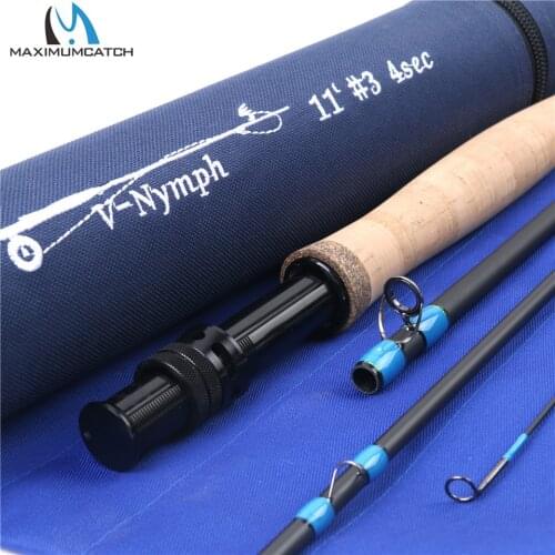 Maximumcatch 10FT-11FT 2/3/4WT 4Sec Nymph Fly Fishing Rod IM10 Graphite Carbon Fiber Fast Action Fly Rod with Nymph Line